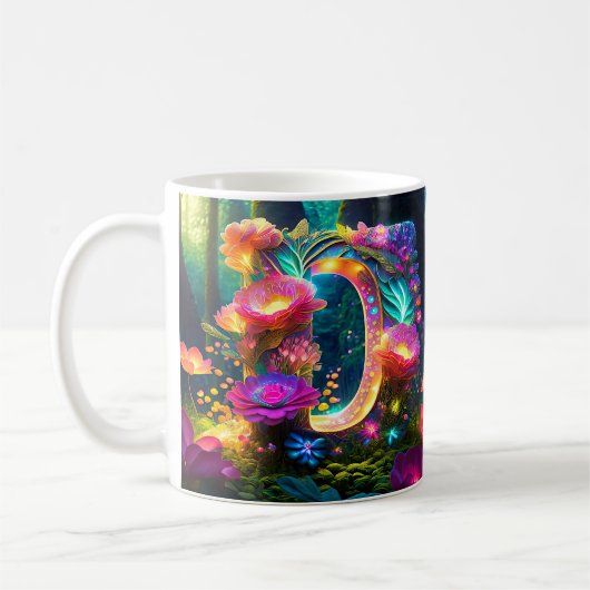 Shiny floral letter D Kaffeetasse (Links)