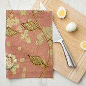 Shiny Floral Pink Mit Monogramm Geschirrtuch (Viertel Falte)