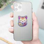 shiny fluffy cat sticker (Telefon)