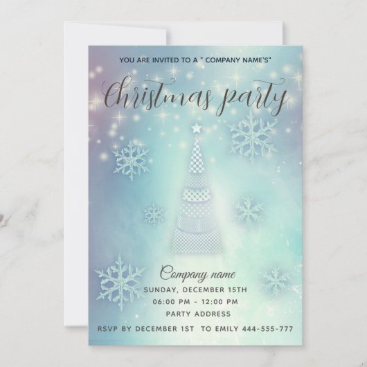 Shiny funkelnde blaue Schneeflocken Weihnachten Einladung (Vorderseite)