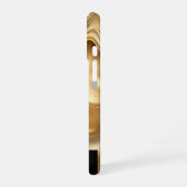 Shiny Gold Abstract Sleek Black Monogrammed iPhone 16 Hülle (Linke Seite)