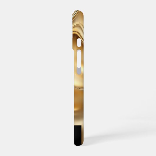 Shiny Gold Abstract Sleek Black Monogrammed iPhone 16 Hülle (Linke Seite)