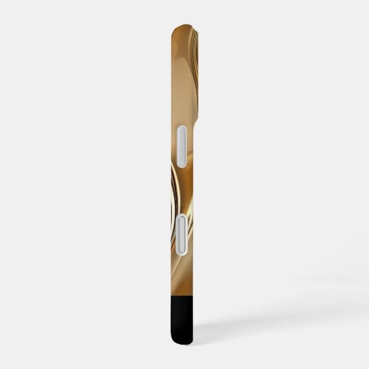 Shiny Gold Abstract Sleek Black Monogrammed iPhone 16 Hülle (Rechte Seite)