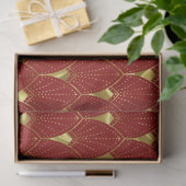 Shiny Gold Art Deco Muster auf dunkelrotem Hinterg Seidenpapier (Geschenk)