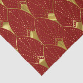Shiny Gold Art Deco Muster auf dunkelrotem Hinterg Seidenpapier (Ausschnitt)