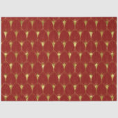 Shiny Gold Art Deco Muster auf dunkelrotem Hinterg Seidenpapier (Vorderseite)