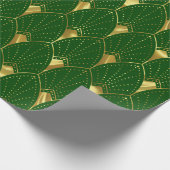 Shiny Gold Art Deco Muster auf Grün Geschenkpapier (Ecke)
