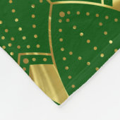 Shiny Gold Art Deco Muster auf grünem Hintergrund Fleecedecke (Ecke)