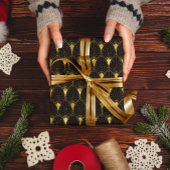 Shiny Gold Art Deco Muster auf schwarz Geschenkpapier