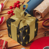 Shiny Gold Art Deco Muster auf schwarz Geschenkpapier