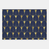 Shiny Gold Art Deco Muster auf schwarz, rot, Lila Geschenkpapier Set (Vorderseite 3)