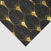 Shiny Gold Art Deco Muster auf schwarz Seidenpapier (Detail)