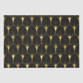 Shiny Gold Art Deco Muster auf schwarz Seidenpapier