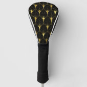 Shiny Gold Art Deco Muster auf schwarzem Hintergru Golf Headcover (Vorderseite)
