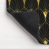 Shiny Gold Art Deco Muster auf schwarzem Hintergru Mousepad (Ecke)
