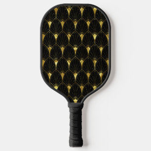 Shiny Gold Art Deco Muster auf schwarzem Hintergru Pickleball Schläger