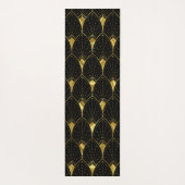Shiny Gold Art Deco Muster auf schwarzem Hintergru Yogamatte (Rückseite)