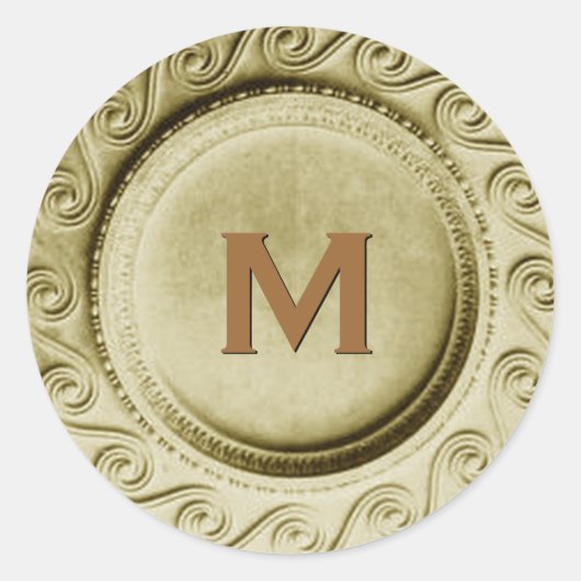 Shiny Gold Art Deco Wedding Monogram M Sticker (Vorderseite)