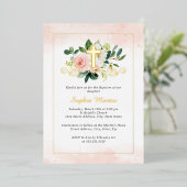 Shiny Gold Cross Hübsche Blumentaufen Folieneinladung (Stehend vorne)