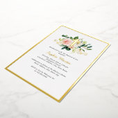 Shiny Gold Cross Rosa Bläsertaufen Folieneinladung (Gedreht)