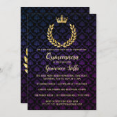 Shiny Gold Crown Quinceanera Einladung (Vorne/Hinten)