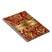 Shiny Gold Damasks Burgundy Hintergrund Notizblock (Rechte Seite)