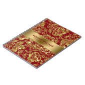 Shiny Gold Damasks Burgundy Hintergrund Notizblock (Linke Seite)