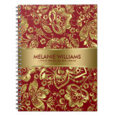 Shiny Gold Damasks Burgundy Hintergrund Notizblock (Vorderseite)