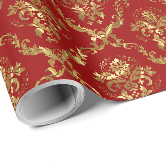 Shiny Gold Damaskus über den eigenen Hintergrund d Geschenkpapier (Rolleneckpunkt)