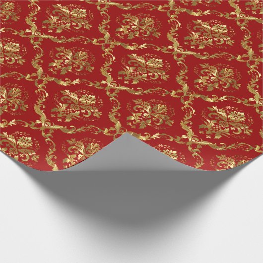 Shiny Gold Damaskus über den eigenen Hintergrund d Geschenkpapier (Ecke)