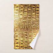 Shiny Gold Designer Alligator Crocodile Skin Badhandtuch Set (Handtuch)