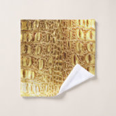 Shiny Gold Designer Alligator Crocodile Skin Badhandtuch Set (Waschlappen)