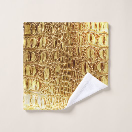 Shiny Gold Designer Alligator Crocodile Skin Badhandtuch Set (Waschlappen)