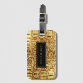 Shiny Gold Designer Alligator Crocodile Skin Gepäckanhänger (Vorderseite Vertikal)
