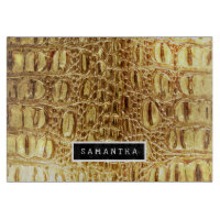 Shiny Gold Designer Alligator Crocodile Skin