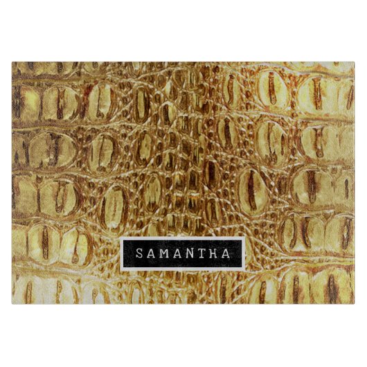 Shiny Gold Designer Alligator Crocodile Skin Schneidebrett (Vorderseite)