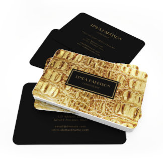 Shiny Gold Designer Alligator Crocodile Skin Visitenkarte