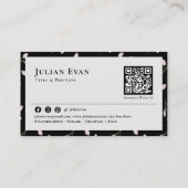 Shiny Gold Floral Black Business Card Visitenkarte (Rückseite)