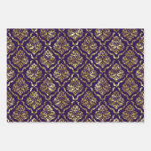 Shiny Gold Floral Damask auf schwarz, rot, grün Geschenkpapier Set (Vorderseite 3)