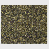 & Shiny Gold Floral paisley Muster Wrapping Pape Geschenkpapier (Flach)