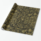 & Shiny Gold Floral paisley Muster Wrapping Pape Geschenkpapier (Ungerollt)