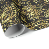 & Shiny Gold Floral paisley Muster Wrapping Pape Geschenkpapier (Rolleneckpunkt)