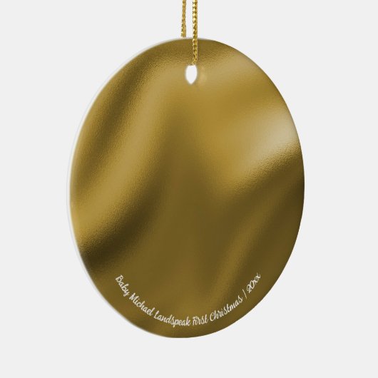 Shiny Gold Foil, Baby 1. Weihnachten Keramik Ornament (Rechts)