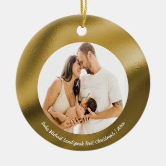 Shiny Gold Foil, Baby 1. Weihnachten Keramik Ornament