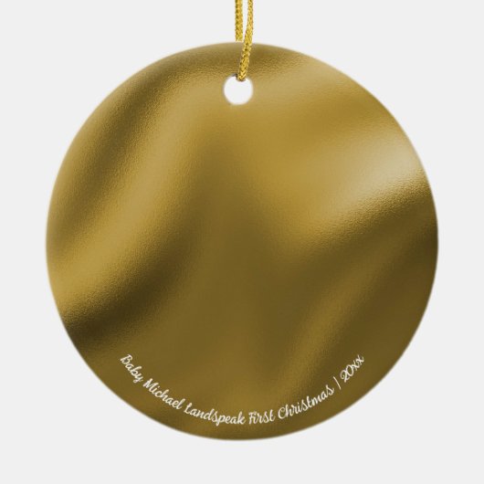 Shiny Gold Foil, Baby 1. Weihnachten Keramik Ornament (Vorne)