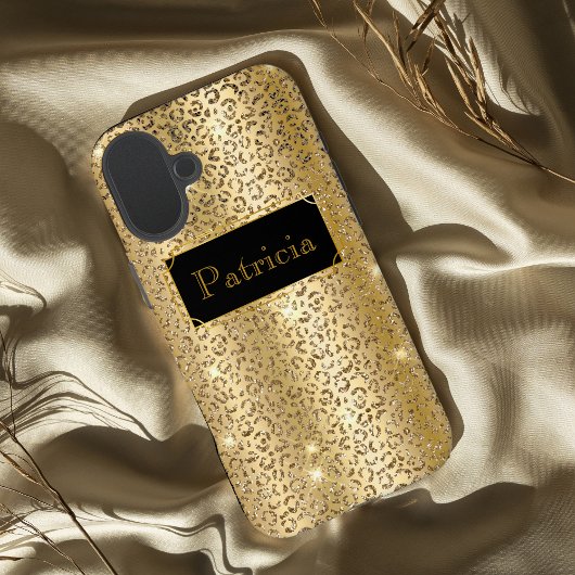 Shiny Gold glamouröser Leparddruck Glitzer Case-Mate iPhone Hülle