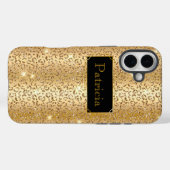 Shiny Gold glamouröser Leparddruck Glitzer Case-Mate iPhone Hülle (Rückseite (Horizontal))