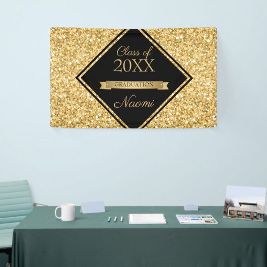 Shiny Gold Glitzer Black Frame Banner (Messeveranstaltung)