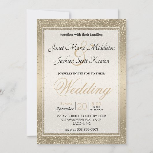 Shiny Gold Glitzer Einladung (Vorderseite)