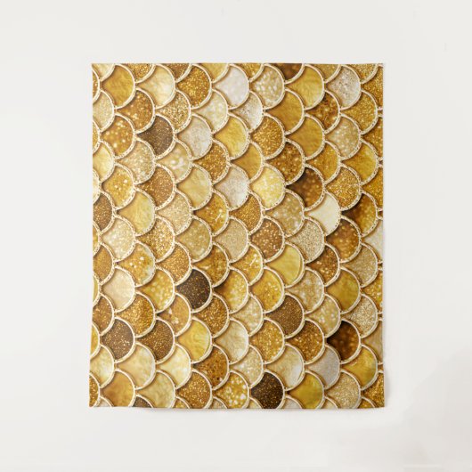 Shiny Gold Glitzer Mermaid Scales Wandteppich (Vorderseite)